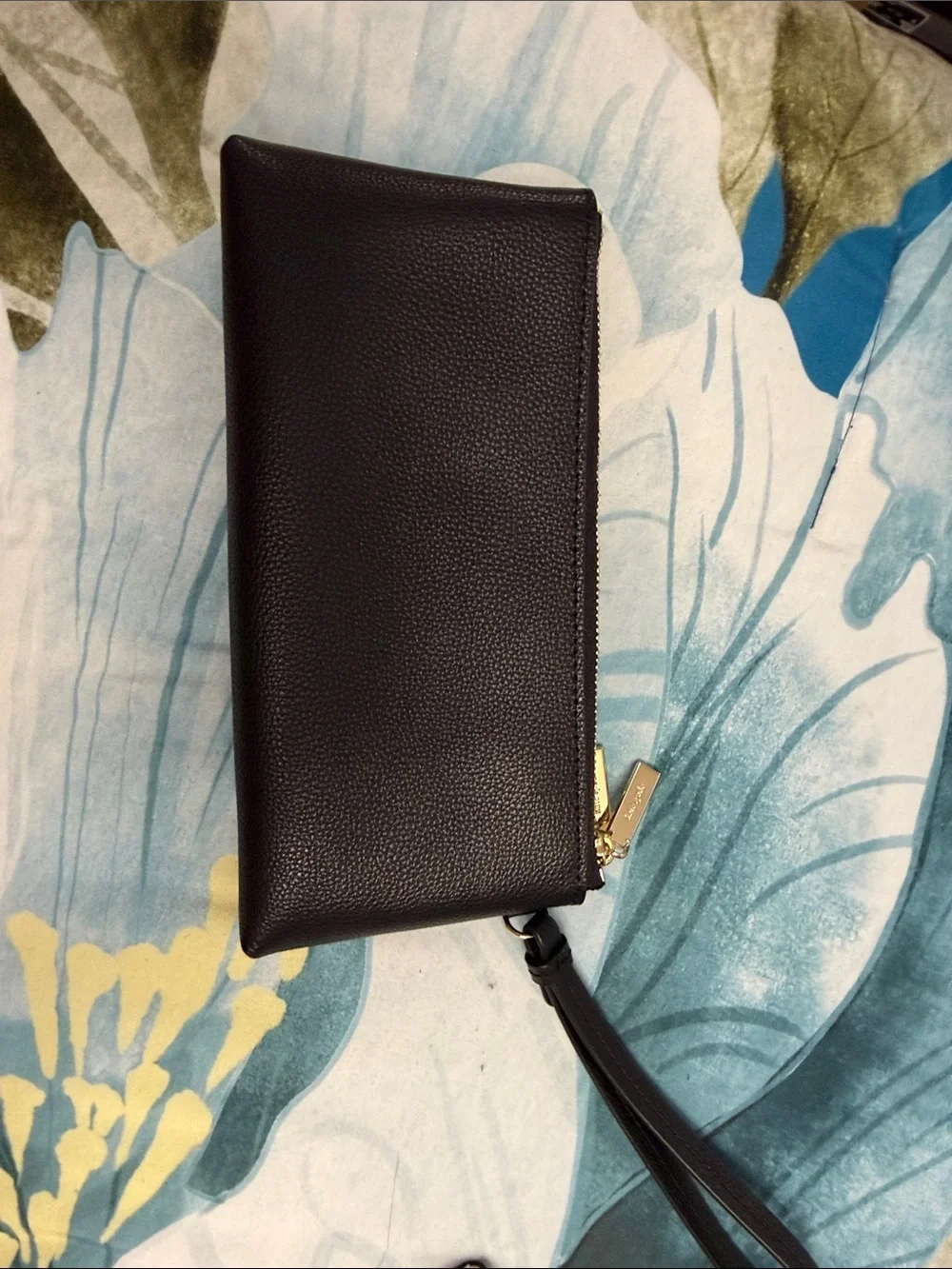 kate spade Black Leather Wristlet Wallet with Gold Logo